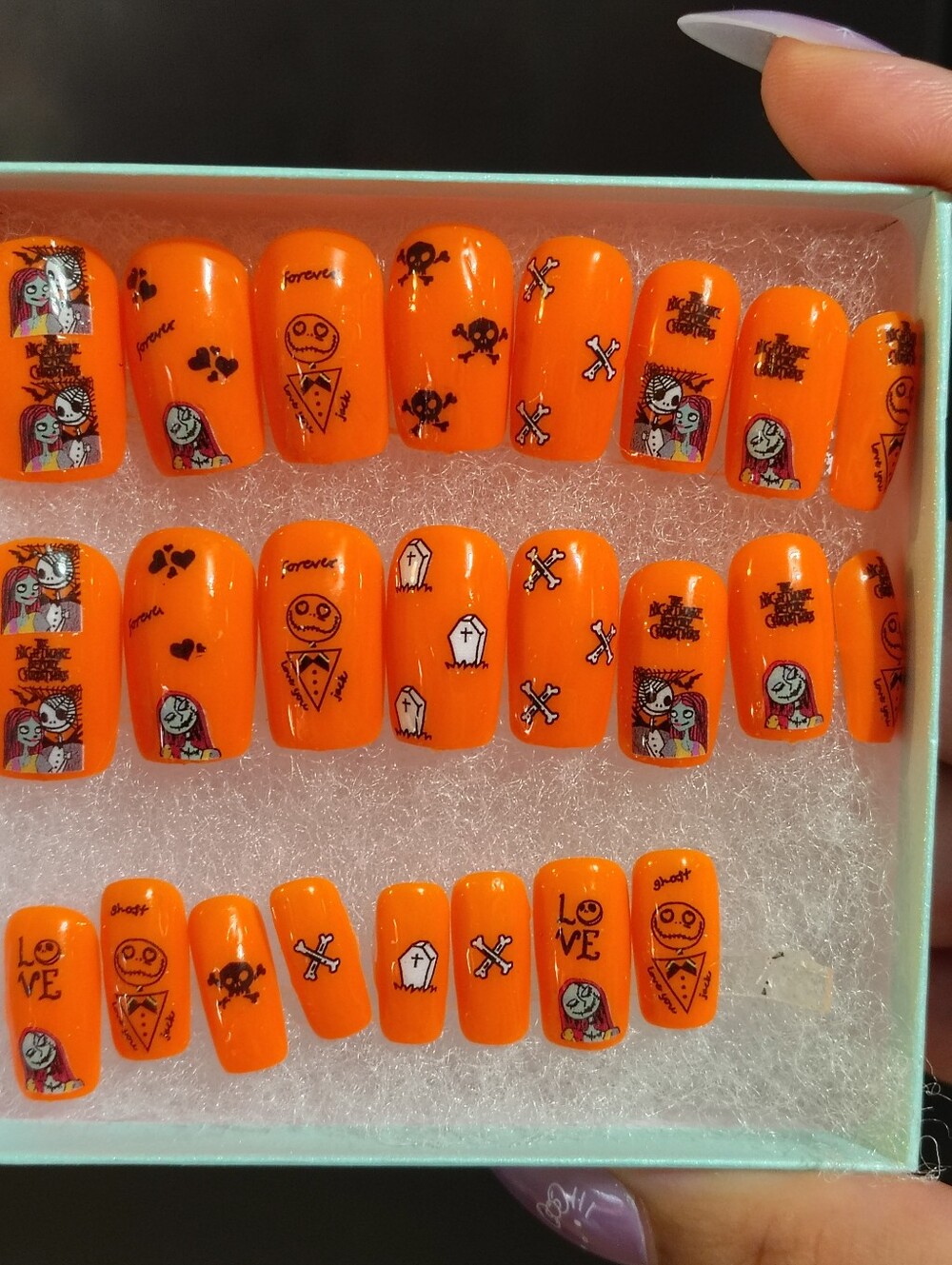 The Nightmare Before Christmas Halloween Orange Press-On Nails Set